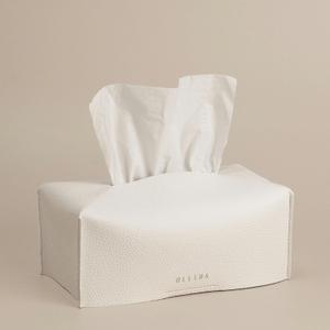 OLETHA Aesthetic Rectangle Tissue Box Cover, Medium Flat Box Tissues Holder Rectangular, White (Fits Medium Flat Box (110-160 Sheets))