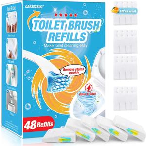 CARZEXSUC Toilet Cleaner Refill Pads 48 Refills Citrus Scent Toilet Scrubber Refill Enhanced Odor Control Clean Stains Disposable Brush Refill for Bathroom
