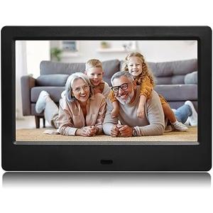 7 Inch Digital Picture Frame, HD Display USB/SD Card Photo Frame, Wall Mountable Electronic Slideshow for Videos and Music, Auto-Play Memories from USB Drive or Memory Card