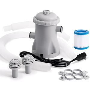 Electric Pool Filter Pump, 330 Gallon Cartridge Filter System with Hoses and Adapters,Filter Pump for Above Ground Pool (US Plug 110V)