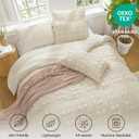 BEDELITE Cream Queen Comforter Set, 3 Pieces Fluffy Lightweight Beige Seersucker Comforter, Soft Breathable All Season Bedding with Pillowcases for Bedroom