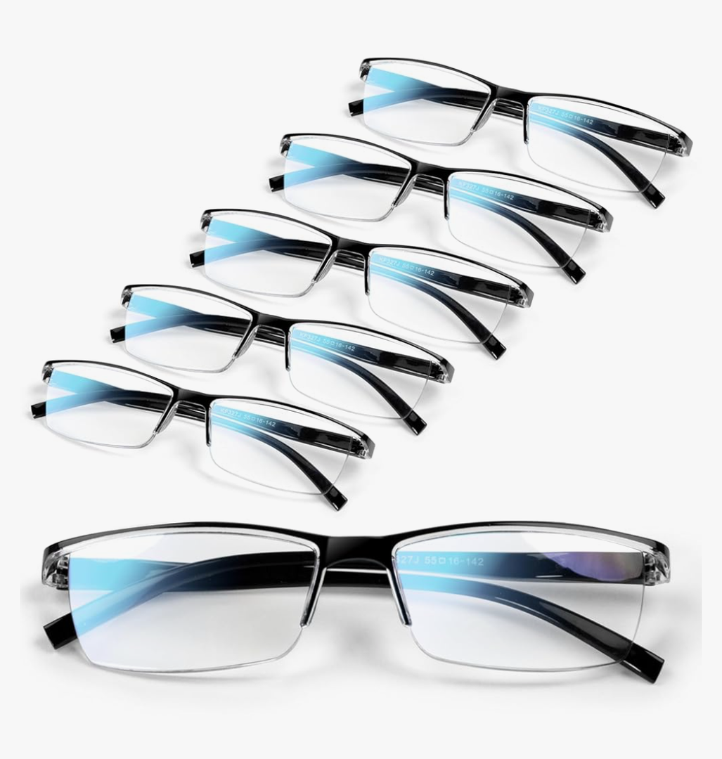 6 pack Executive Style Reading Glasses Men - Durable Readers with 99% Blue Light Blocking - Comfortable Fit with TR90 Frames