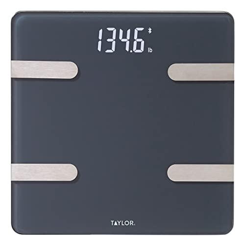 Taylor Bluetooth Smart Body Composition Scale for Body Weight, Body Fat, Water, Muscle and Bone Mass, Weight Tracking, and BMI with Smartphone App, 400 lbs - Charcoal (5297054)