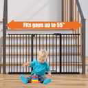 Keny 29"-55" Extra Wide Baby Gate, Pressure Mounted No Drilling Dog Gate for Stairs Doorways, Easy Walk Through Safety Gate for Babies or Pets, 30" Tall, Black