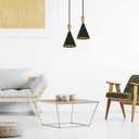 Modern plug in Pendant Light with cord, Adjustable chandelier hanging lamps that plug into wall outlet for Kitchen Island, Bedroom, Living room, Dining Room, Contemporary wall Dcor, Funnel Pendant Light Black