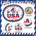 40Pcs 4th of July Oval Plates and Napkins Serves 20,Large Patriotic Paper Plates 12 Inch,250th Anniversary Party Decorations for Independence Veterans Labor Day