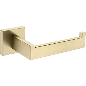 Angle Simple Toilet Paper Holder, SUS304 Stainless Steel Bathroom Tissue Holder, Open Arm Paper Roll Hanger Wall Mount, Brushed Gold