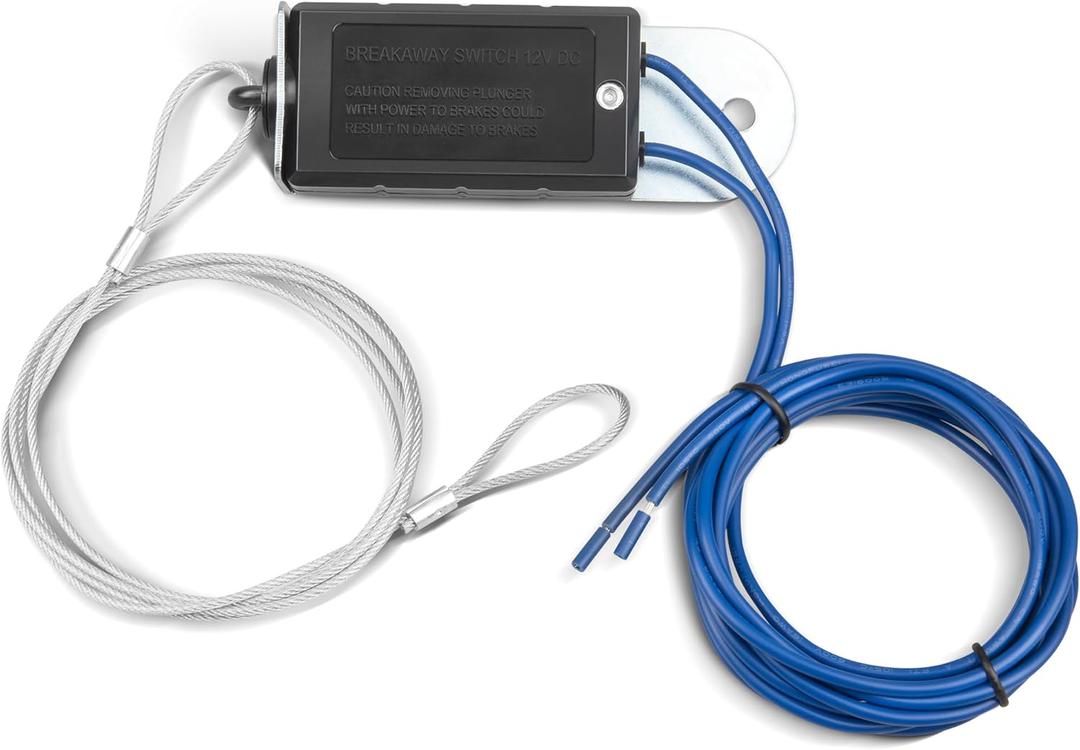 Oyviny Trailer Breakaway Switch 4 FT Breakaway Trailer Cable Electric Brake Switch for RV Towing Trailer, Switch Braided Steel Lanyard W/Nylon Pin Break Away Switch