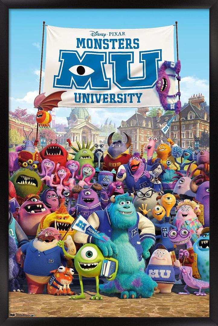 Trends International Disney Pixar Monsters University - One Sheet Wall Poster, 22.375" x 34", Black Framed Version
