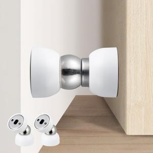 Powerful Magnetic Door Stopper - 2 Pcs Stainless Steel Mini Door Stop, Heavy Duty Magnetism Door Holder for Bedroom, Bathroom, Kitchen, Home, Office (White)