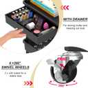 Goovilla 3 Tier Rolling Utility Cart Organizer with Removable Drawer, Stable and Sturdy Black Rolling Storage Carts with 2 Lockable Wheels for Bathroom, Kitchen, Snack, Craft, Makeup, Baby Essentials