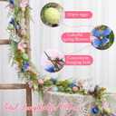 Ceenna 6ft Easter Garland Easter Egg Garland Flower Wreath with Flowers Eggs Leaves for Spring Mantle Fireplaces Archways Home Table Centerpieces Decoration (Pink Flower)