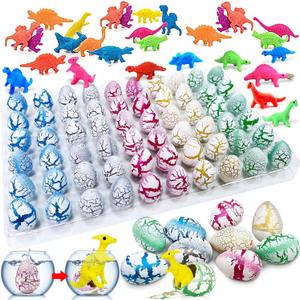 60 Pcs Hatching Dinosaur Eggs Party Favors for Kids Toddlers, Novelty Grow in Water Dino Eggs with Toys Inside Birthday Gifts Goodie Bag Stuffers, Treasure Box Prize for Classroom, Pinata Fillers (White)