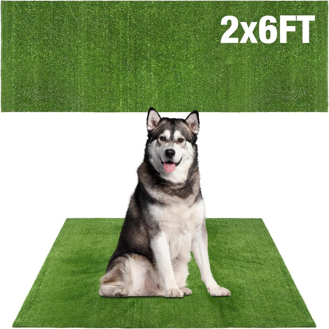 GLOBREEN Grass Pad for Dog Large Size - 2FTx6FT, Dog Potty Training Turf, Indoor Outdoor Pets Pee Fake Grass for Balcony Patio Yard