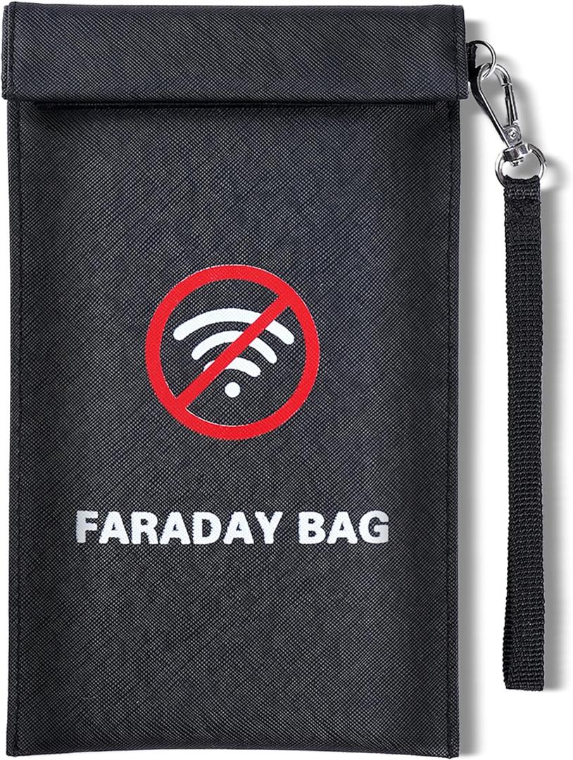 2 x Faraday Bags for Phones & Car Keys,Signal Blocking Faraday Pouch Blocks Cellular/WiFi/Bluetooth/GPS,RFID, Anti-Theft Shielding,Dual Pockets, Waterproof, Detachable Wrist Strap,5.1" x 11" (Black)