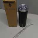 BJPKPK Black Skinny Stainless Steel Tumblers 20 oz Slim Insulated Reusable Coffee Travel Water Tumbler Cup With Lid