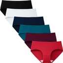INNERSY Womens Underwear Cotton Hipster Panties Regular & Plus Size 6-Pack (Large, Scarlet Navy)