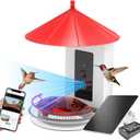 Solar Hummingbird Feeder | Bird Watching Camera |AI Free Identification of Various Hummingbirds and Birds | complimentary Removable Hummingbird Stand | W/ 3 Feeding Ports