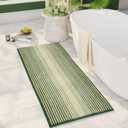 BSICPRO Large Bathroom Rugs, Bath Mat Rug for Bathroom Non Slip 20 x 47 Inches Water Absorbent Chenille Bathroom Runner Rugs Floor Mats Machine Washable (Sage and Cream) (47" x 20")
