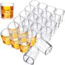 Dingion 24 Pack Heavy Base Shot Glasses Bulk 2 oz Acrylic Clear Square Shot Glasses Tequila Espresso Cups Sets for Whiskey Wine Beer Vodka Cocktail Birthday Wedding Holiday Party Gifts