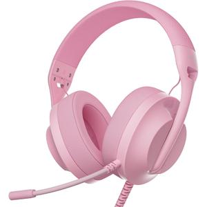 WIRWTRU S30 Gaming Headset with Microphone,198g Lightweight Design, Wired Gaming Headphones for Xbox, Xbox Series X|S, PS5, PS4, Switch, PC, Noise Cancelling Mic, Soft Earmuffs (Pink)
