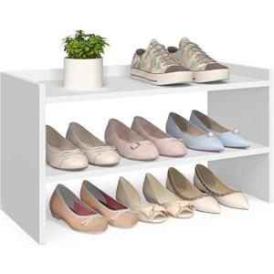 VASAGLE 2-Tier Shoe Rack for Closet, Stackable Shoe Organizer Shelf