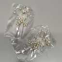 Elegant Pearl Wedding Hair Pins, Bendable Floral Crystal Hair Accessories for Bridal Women, Pack of 3 (Gold)