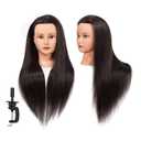 Headstar Mannequin Head 26-28'' Synthetic Fiber Hair Styling Training Head Manikin Cosmetology Doll Head with Clamp Holder (Black)