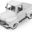 Farmhouse White Truck Decor, Vintage Metal Farm Truck Decor,Rustic Outdoor/Indoor Garden Trucks Planter,Decorative Tabletop Fall Table Pick-up Decor, Collectible Vehicles Gifts