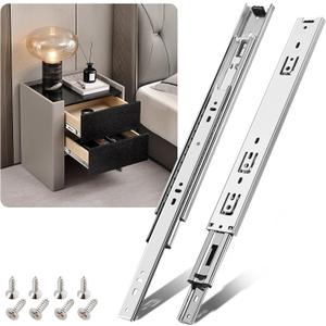 Drawer Slides - 10'' to 22'' Full Extension, 100lb Capacity, Side Mount Ball Bearing Undermount (4 Pair)