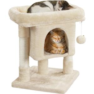 Yaheetech 23.5in Cat Tree Tower, Cat Condo with Sisal-Covered Scratching Posts, Cat House Activity Center Furniture for Kittens, Cats and Pets - Beige