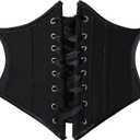 Scarlet Darkness Corset Belt for Women Floral Lace Up Boned Underbust Corset Waist Belts (16, Black)