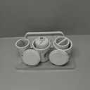 ZCCZ - Bathroom Accessories Set 6 Pcs - White Marble Design Toothbrush Holder, Lotion Soap Dispenser, 2 Qtip Holder Dispenser, Vanity Tray, Bathroom Tumbler - Decorative Countertop Vanity Organizer