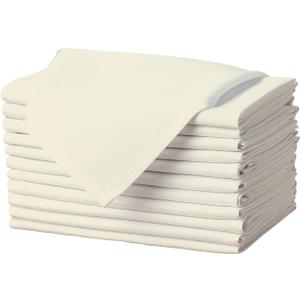 Gee Di Moda Cloth Napkins - 17 x 17 Inch Ivory Dinner Napkins - Set of 12 Soft & Absorbent Washable Fabric Cloth Table Napkins with Hemmed Edges for Hotel Restaurant, Holiday Parties & Wedding