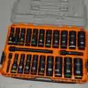 Klein Tools 65121IMPCT KNECT Deep-Well 3/8-Inch Drive Impact Socket Set, SAE and Metric, 23-Piece Tool Set, Impact Driver Adapter, Multi-Purpose Wrench Adapter, Color-Coded, MODbox Socket Organizer