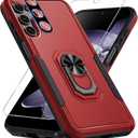Janmitta Compatible with Samsung Galaxy A16 5G Case with Screen Protector+Camera Lens Protector,Heavy Duty Full Body Phone Cover Built in Ring Holder Kickstand,2025 Red