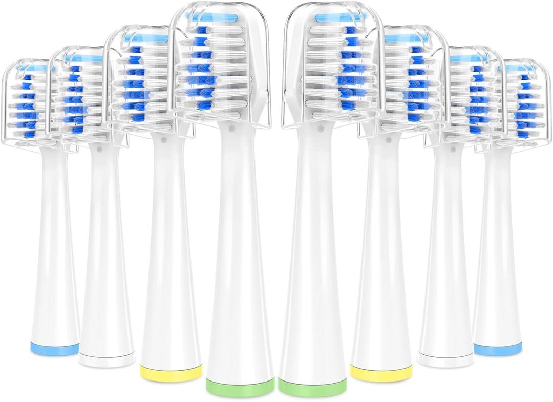8 Pack Toothbrush Replacement Heads for Waterpik Sensonic Complete Care CC-04CD010-1, and for Waterpik Sensonic Electric Toothbrush STW-03W020/STW-03W027, with Cover for White STWB-3WW-B