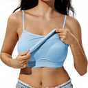 ZeroBound Camisole Built in Shelf Bra Tank Top - Basic Square Neck Halter Tops for Women, Spaghetti Strap Cami Tank Tops (Blue, S)