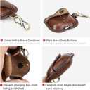 Hiram Full Grain Leather AirPods 4 Case Cover, Wireless Bluetooth Earphone Protective Holder Compatible with Airpods 4th Generation 2024, with Keychain Hook and Metal Snap