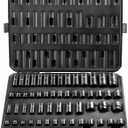 VEVOR Impact Socket Set 3/8" & 1/2" Socket Set 59PCS SAE 5/16" to 1-1/4" and Metric 6-32mm, 6 Point Cr-Mo Alloy Steel for Auto Repair, Easy-to-Read Markings, Rugged Construction, Storage Case