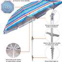 Blissun 7.2' Beach Umbrella with Sand Anchor, Outdoor Portable Beach Umbrella for Sand with Tilt Pole, Carry Bag, Air Vent