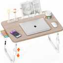 Laptop Desk for Bed Height Adjustable, Lap Bed Table with USB/Storage Drawer/Cup Holder/Tablet Stand/Book Shelf, Foldable Breakfast Tray Portable for Reading Writing, Sofa & Floor, Glacier
