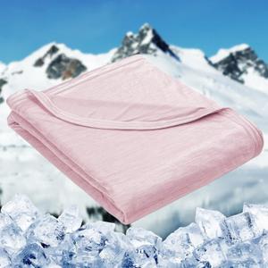HOMFINE Cooling Blankets for Hot Sleepers - Summer Blanket Thin Lightweight Breathable Soft Double Side Enhanced Cooling for Bed Couch Sofa, Keep Cool for Night Sweats (Pink, 50x70 )
