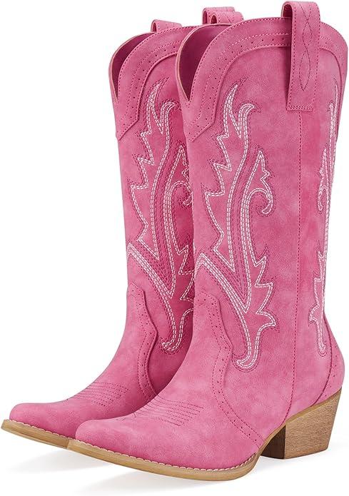 HISEA Rollda Cowboy Boots for Women, Cowgirl Boots, Comfortable Western Boots with Pointed Toe Stitched Embroidery for Country Concert Dancing Wedding Traveling Daily Outfits 8