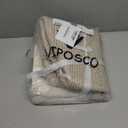 VIPOSCO Large Laundry Hamper, Tall Woven Rope Storage Basket for Blanket, Toys, Dirty Clothes in Living Room, Bathroom, Bedroom - 58L White & Brown