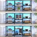 YGEOMER Entertainment Center for TVs Up to 55 Inch, Entertainment Stand with Power Outlet and LED Lights Open Storage Shelves, TV Console Table for Living Room and Bedroom, Black, 11.8 inches x 21.6 inches x 15 inches