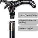 Walking Cane for Men & Women & Seniors - 36.5 Inch Heavy Duty 500+ lbs Capacity, Snake Ergonomic Handle, Decorative & Ornate Design, Gothic & Goth Elegant Artistry, Metal Cane