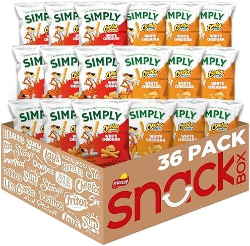 Simply, Cheetos White Cheddar Puffs & Crunchy Variety Pack, 0.875 Ounce (Pack of 36) Best By: Feb 10 2026