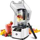 WantJoin Commercial Professional Blender With Shield Quiet Sound Enclosure 2200W Industries Strong and Quiet Professional-Grade Power, Self-Cleaning, White