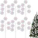 Zeyune 12 Pcs 20 Inch Christmas Tree Candy Ornaments Pastel Snowflake Candy Tree Picks Cute Christmas Hanging Ornaments Glitter Xmas Picks Branch Decor Set Vase Filler for Xmas Party Decor